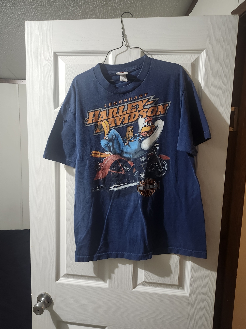Harley-Davidson Men's Blue Graphic Tee. Has A Tear In The Shirt . Not Too Big